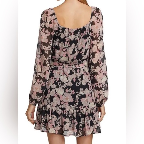 Paige Simi Floral Tiered Silk Mini Dress SZ L - Picture 2 of 7